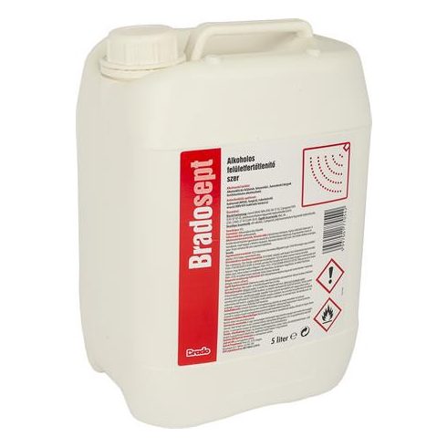 Felület fertőtlenítőszer, alkoholos, 5 l, BRADOSEPT