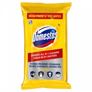   Nedves törlőkendő, 100 db, DOMESTOS "XXL citrus"
