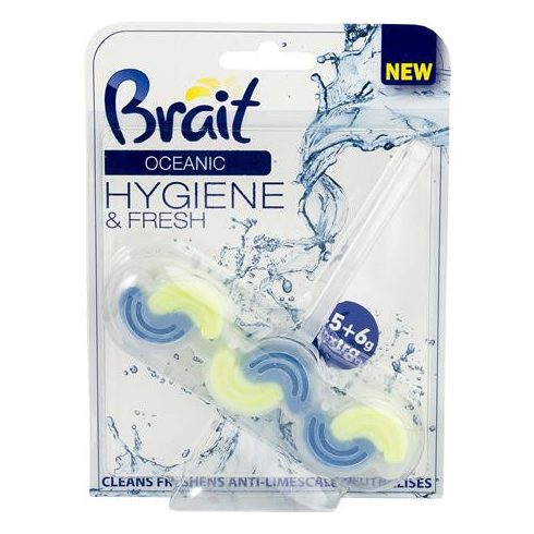 WC tisztító blokk, 2 fázisú, 45 g, "Brait Hygiene and fresh", óceán