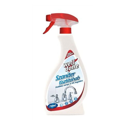 Szaniter tisztító hab, szórófejes, 0,75 l, WELL DONE