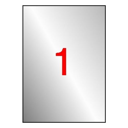 Etikett, 210x297 mm, poliészter, időjárásálló, APLI, ezüst, 20 etikett/csomag