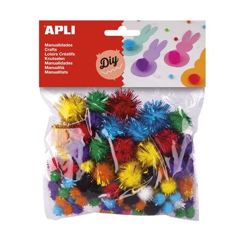 Pom-pom, csillogó, APLI "Creative", vegyes színek
