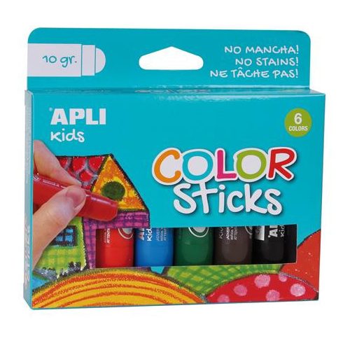 Tempera kréta készlet, APLI Kids "Color Sticks", 6 különböző szín