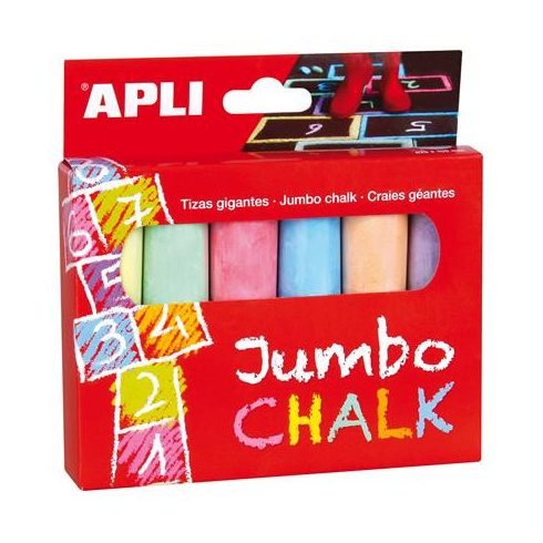 Aszfaltkréta, kerek, jumbo, APLI, 6 különböző szín