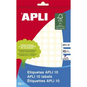   Etikett, 10 mm kör, kézzel írható, APLI, 1260 etikett/csomag