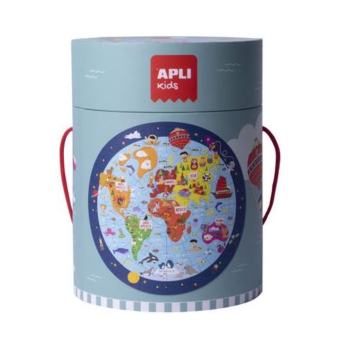 Puzzle, kör alakú, 48 darabos, APLI Kids "Circular Puzzle", világtérkép
