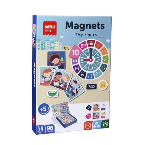 Mágneses készségfejlesztő készlet, 96 db, APLI Kids "Magnets", az órák