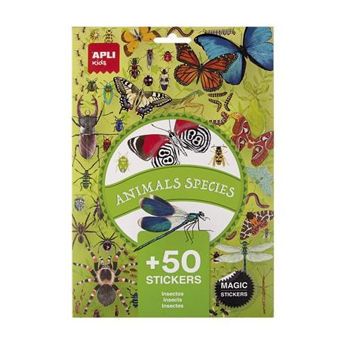 Matrica, újra felhasználható, 50 db, APLI Kids "Stickers", rovarok