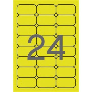   Etikett, 64x33,9 mm, színes, kerekített sarkú, APLI, neon sárga, 480 etikett/csomag