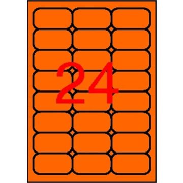   Etikett, 64x33,9 mm, színes, kerekített sarkú, APLI, neon narancs, 480 etikett/csomag