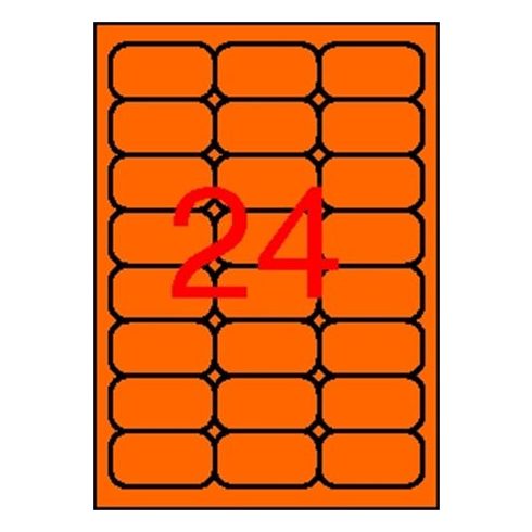 Etikett, 64x33,9 mm, színes, kerekített sarkú, APLI, neon narancs, 480 etikett/csomag