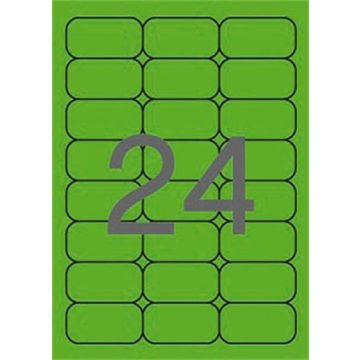   Etikett, 64x33,9 mm, színes, kerekített sarkú, APLI, neon zöld, 480 etikett/csomag