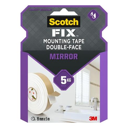 Tükörragasztó szalag, kétoldalas, 19 mm x 5 m, 3M SCOTCH "Mirror"