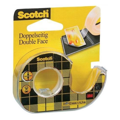 Ragasztószalag, kétoldalas, adagolón, kézi, 12,7 mm x 6,3 m, 3M SCOTCH