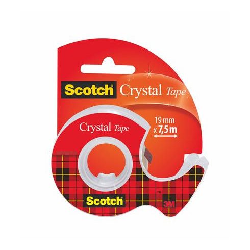 Ragasztószalag, adagolón, kézi, 19 mm x 7,5 m, 3M SCOTCH "Crystal"
