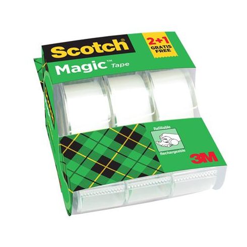 Ragasztószalag, adagolón, kézi, 19 mm x 7,5 m, 3M SCOTCH "Magic Tape 810",2+1