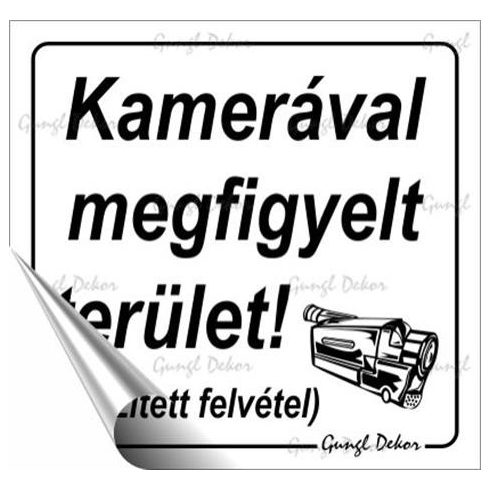 Információs matrica, 8,7x8,3 cm, "Kamerával megfigyelt terület"