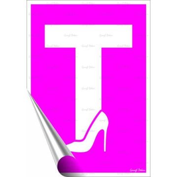   Információs matrica, 25x17,5 cm, tanuló vezető T betű, női, pink