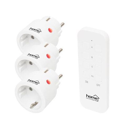 Dugalj szett, 3 aljzat, távirányítóval, 2300 W, HOME, fehér