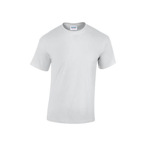 Póló, férfi, környakú, 100% pamut, L méret "Gildan", fehér