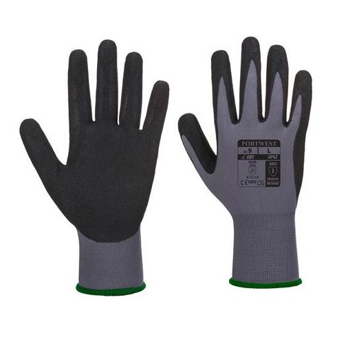 Védőkesztyű, nitril, XL méret "Dermiflex Aqua", szürke-fekete