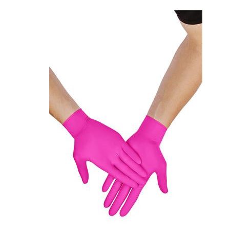 Védőkesztyű, egyszer használatos, nitril, L méret, 100 db, púder nélküli, magenta