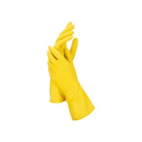 Gumikesztyű, háztartási, latex, S méret, sárga