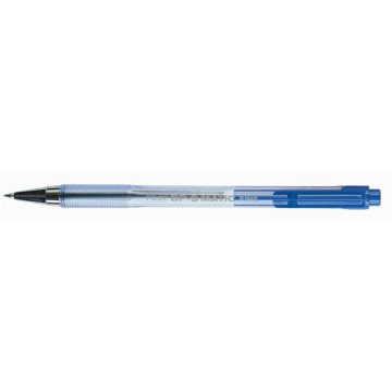   Golyóstoll, 0,27 mm, nyomógombos, átlátszó tolltest, PILOT "BP-S Matic", kék