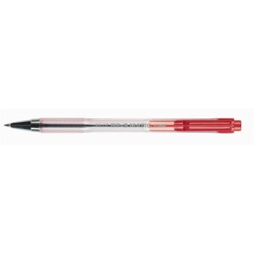   Golyóstoll, 0,27 mm, nyomógombos, átlátszó tolltest, PILOT "BP-S Matic", piros
