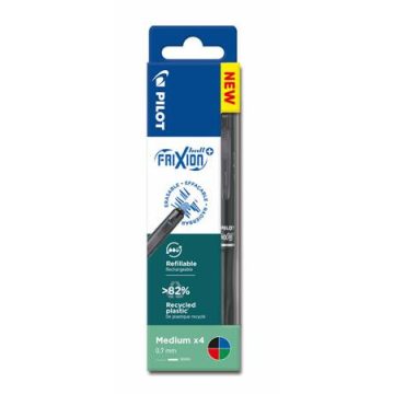   Rollertoll készlet, 0,35 mm, törölhető, nyomógombos, PILOT "Frixion Ball Plus", 4 különböző szín
