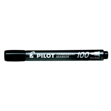   Alkoholos marker, 1 mm, kúpos, PILOT "Permanent Marker 100", fekete