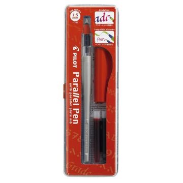   Töltőtoll, 0,1-1,5 mm, piros kupak, PILOT "Parallel Pen"