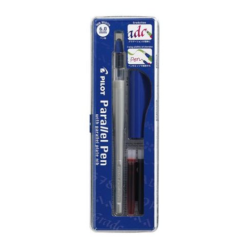 Töltőtoll, 0,5-6 mm, kék kupak, PILOT "Parallel Pen"