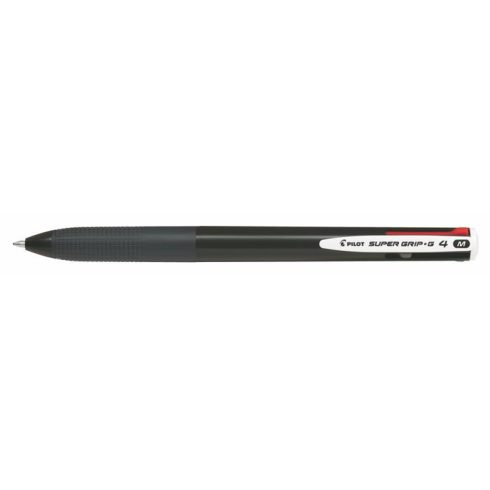 Golyóstoll, 0,27 mm, nyomógombos, fekete, PILOT "Super Grip G", négyszínű