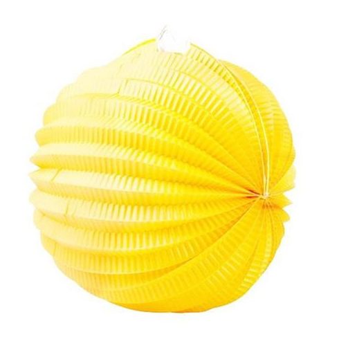 Lampion, kerek, 22 cm, sárga