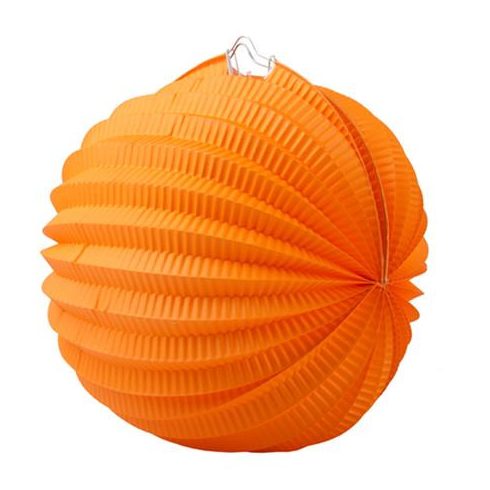 Lampion, kerek, 22 cm, narancs