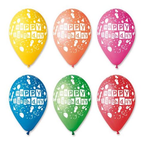 Léggömb, 30 cm, "Happy Birthday", lufis