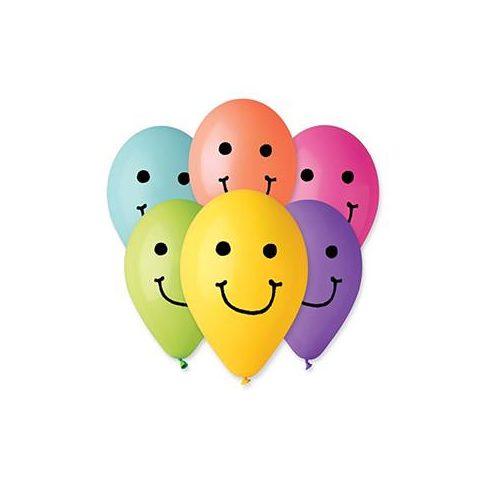 Léggömb, 30 cm, smiley, vegyes színek
