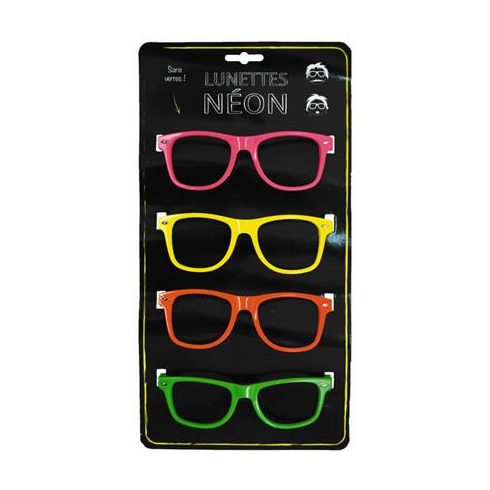 Szemüveg, UV fényben fluoreszkáló, műanyag, neon színek