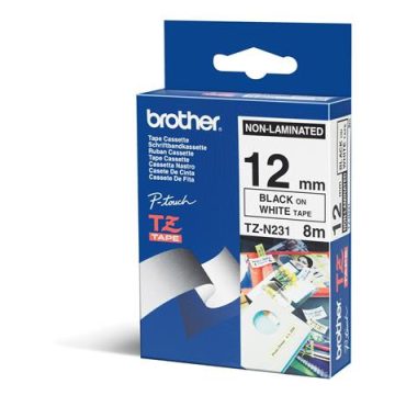   Feliratozógép szalag, matt, 12 mm x 8 m, BROTHER, "TZe-N231" fehér-fekete
