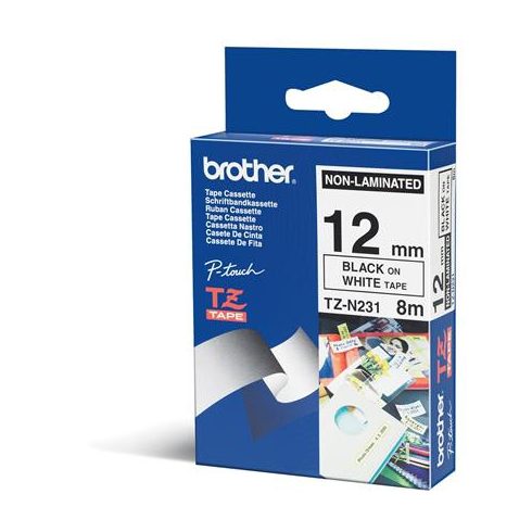 Feliratozógép szalag, matt, 12 mm x 8 m, BROTHER, "TZe-N231" fehér-fekete
