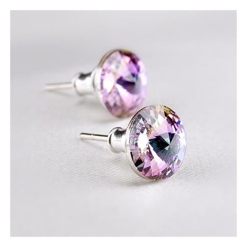 Fülbevaló, ametiszt lila SWAROVSKI® kristállyal, csúcsos, 8mm, ART CRYSTELLA®