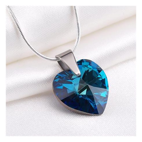 Nyaklánc, szív formájú, bahama kék SWAROVSKI® kristállyal, 18mm ART CRYSTELLA®