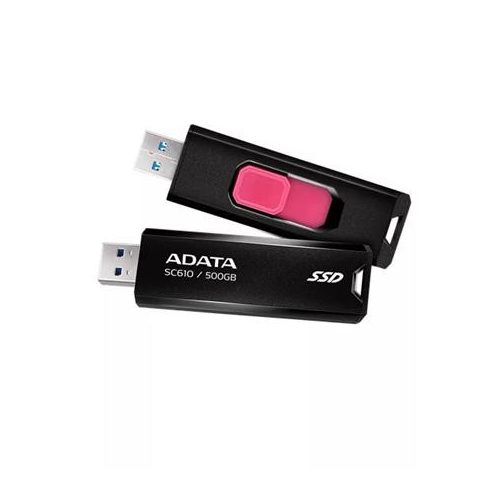SSD (külső memória), 500GB, USB 3.2, 500/550MB/s, ADATA "SC610", fekete-piros