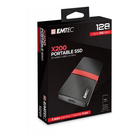 SSD (külső memória), 128GB, USB 3.2, 420/450 MB/s, EMTEC "X200"