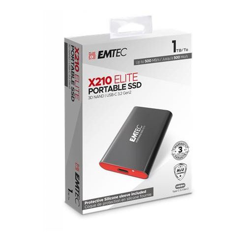 SSD (külső memória), 1TB, USB 3.2, 500/500 MB/s, EMTEC "X210"