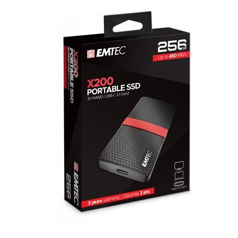 SSD (külső memória), 256GB, USB 3.2, 420/450 MB/s, EMTEC "X200"