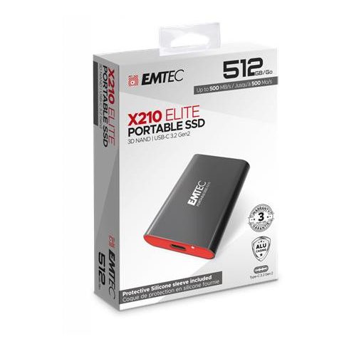 SSD (külső memória), 512GB, USB 3.2, 500/500 MB/s, EMTEC "X210"