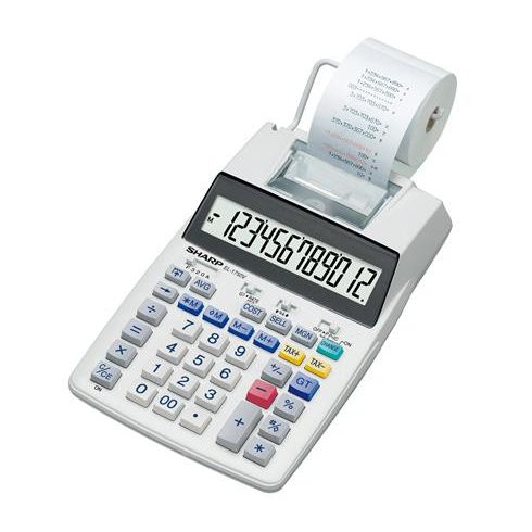 Számológép, szalagos, 12 számjegy, 2 színű nyomtató, SHARP "EL-1750V"