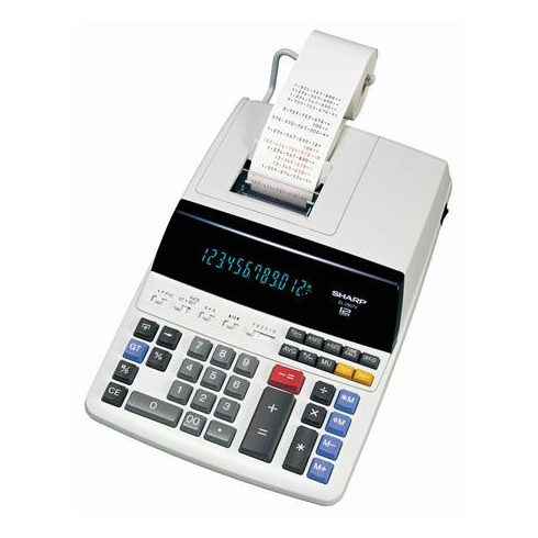 Számológép, szalagos, 12 számjegy, 2 színű nyomtató, SHARP "EL-2607V"